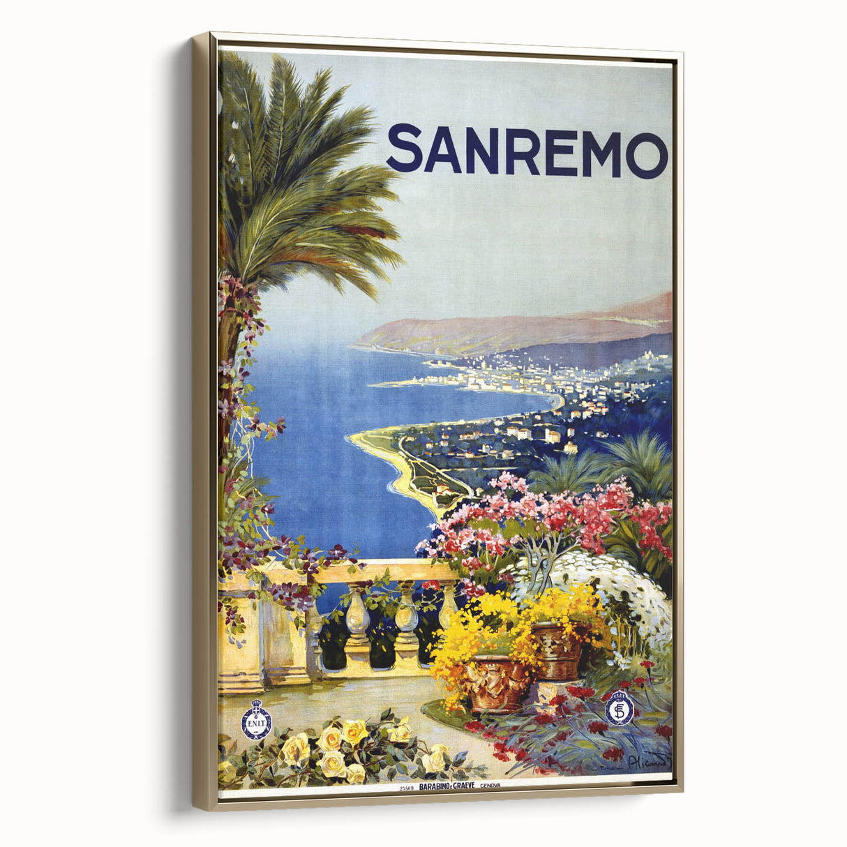 Retro Sanremo Travel Poster – Vintage Italian Riviera Art