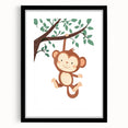 Playful Monkey Hanging - Boys Room Wall Art Kids Wall Art Prints