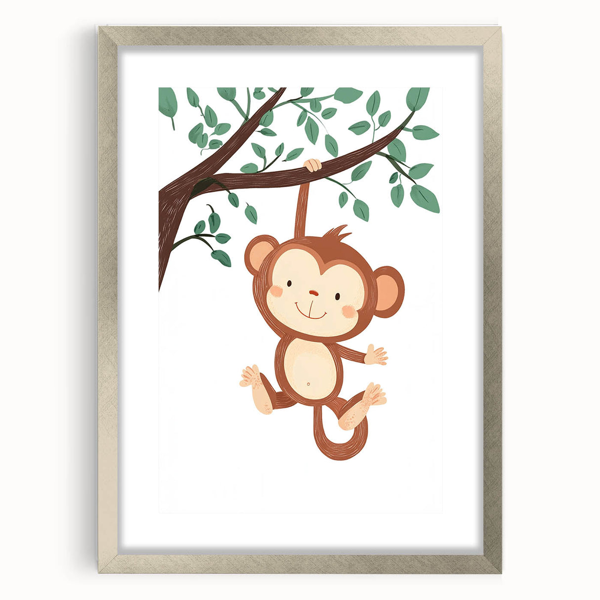 Playful Monkey Hanging - Boys Room Wall Art Kids Wall Art Prints