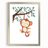 Playful Monkey Hanging - Boys Room Wall Art Kids Wall Art Prints