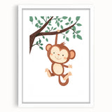 Playful Monkey Hanging - Boys Room Wall Art Kids Wall Art Prints