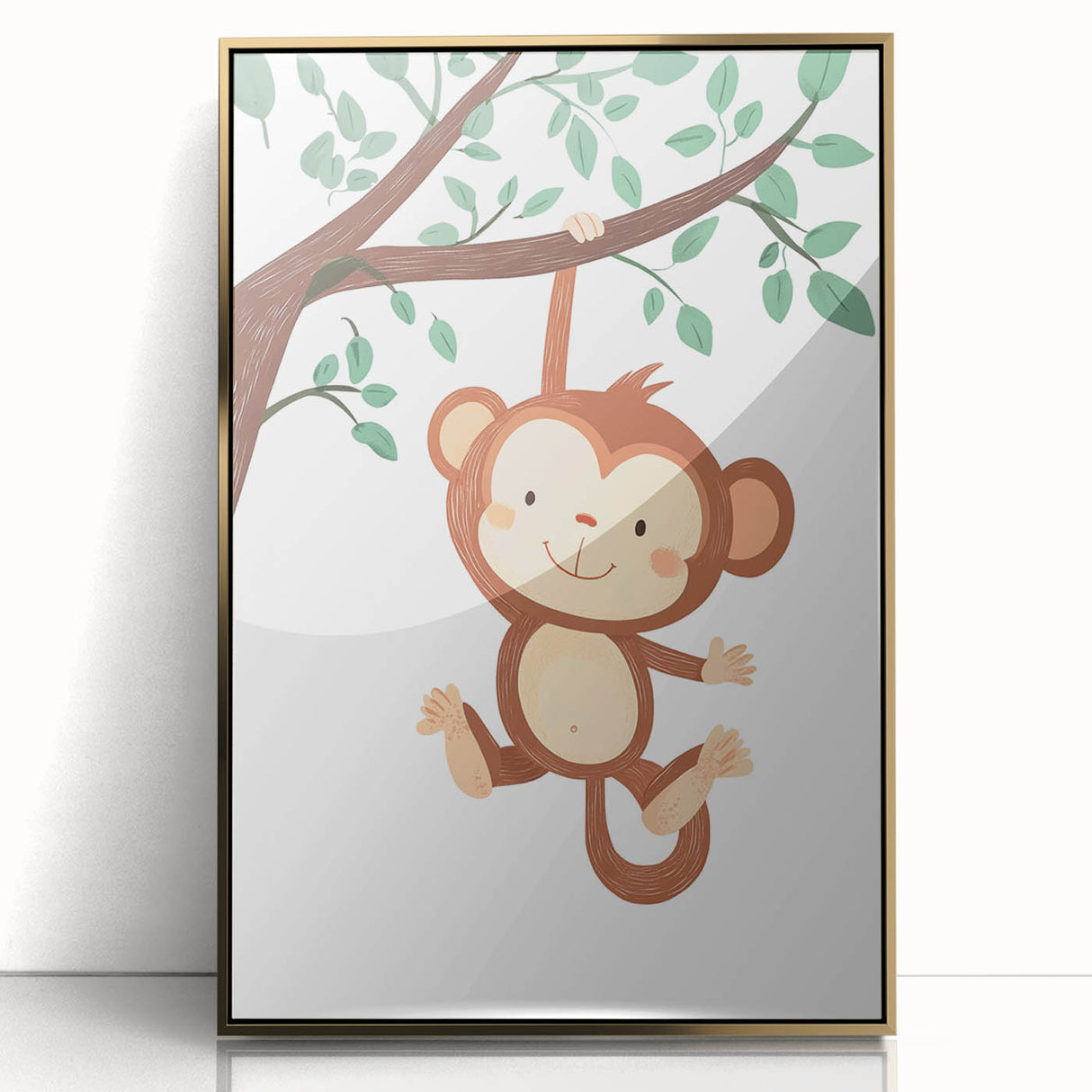 Playful Monkey Hanging - Boys Room Wall Art Kids Wall Art Prints