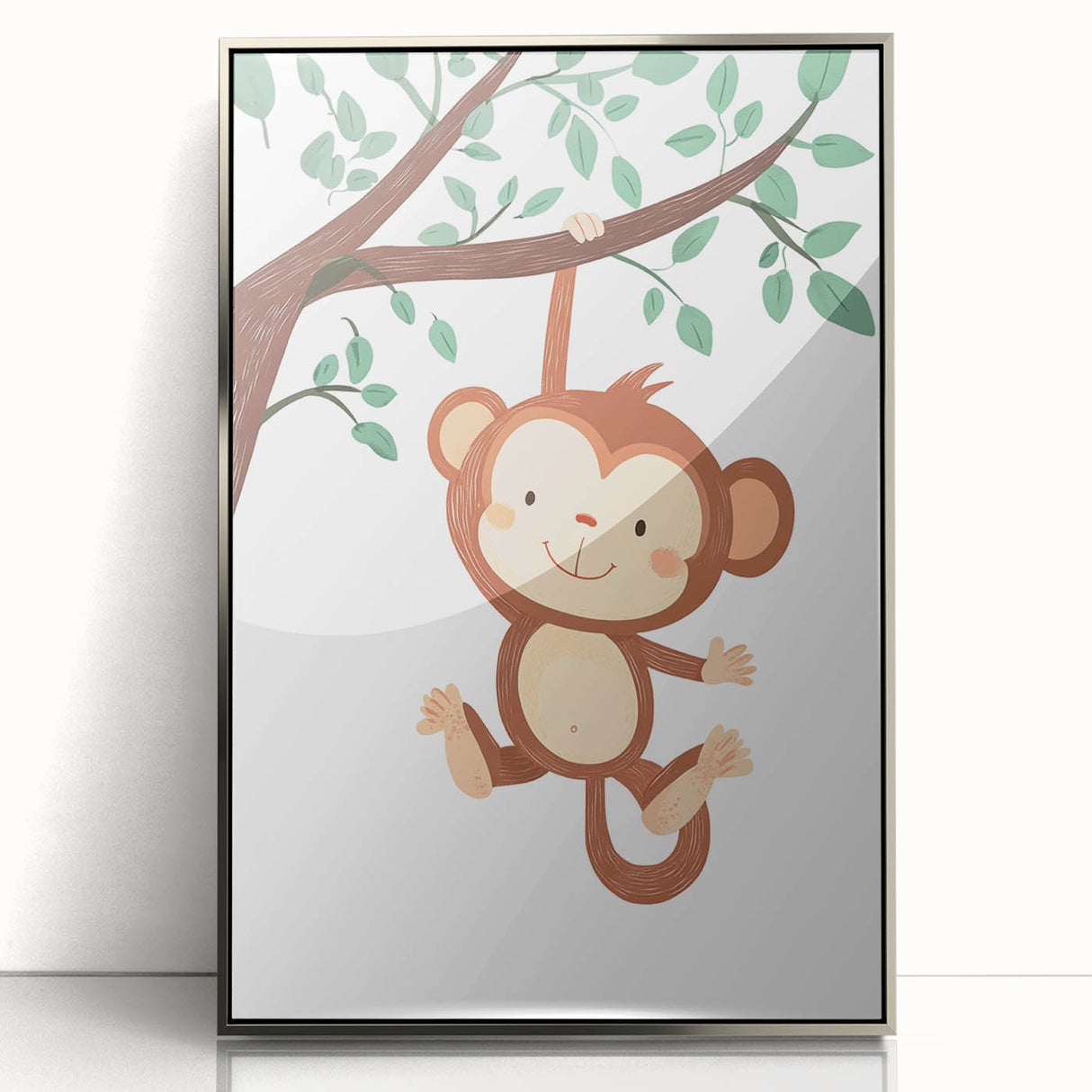 Playful Monkey Hanging - Boys Room Wall Art Kids Wall Art Prints