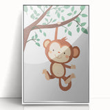 Playful Monkey Hanging - Boys Room Wall Art Kids Wall Art Prints