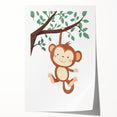 Playful Monkey Hanging - Boys Room Wall Art Kids Wall Art Prints