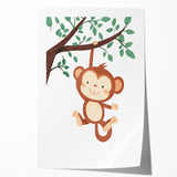 Playful Monkey Hanging - Boys Room Wall Art Kids Wall Art Prints