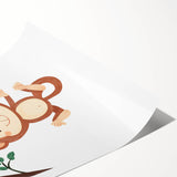 Playful Monkey Hanging - Boys Room Wall Art Kids Wall Art Prints