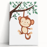Playful Monkey Hanging - Boys Room Wall Art Kids Wall Art Prints