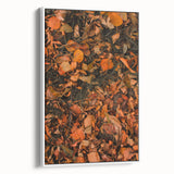Vintage poster art depicting an autumn scene on a large framed canvas, featuring warm earthy tones.