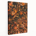 Autumn-themed abstract art on stretched canvas featuring warm orange and brown tones, suitable for kitchen wall art.