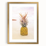 Abstract art print of summer season in vibrant orange and yellow tones on a large canvas, ideal for living room decor.