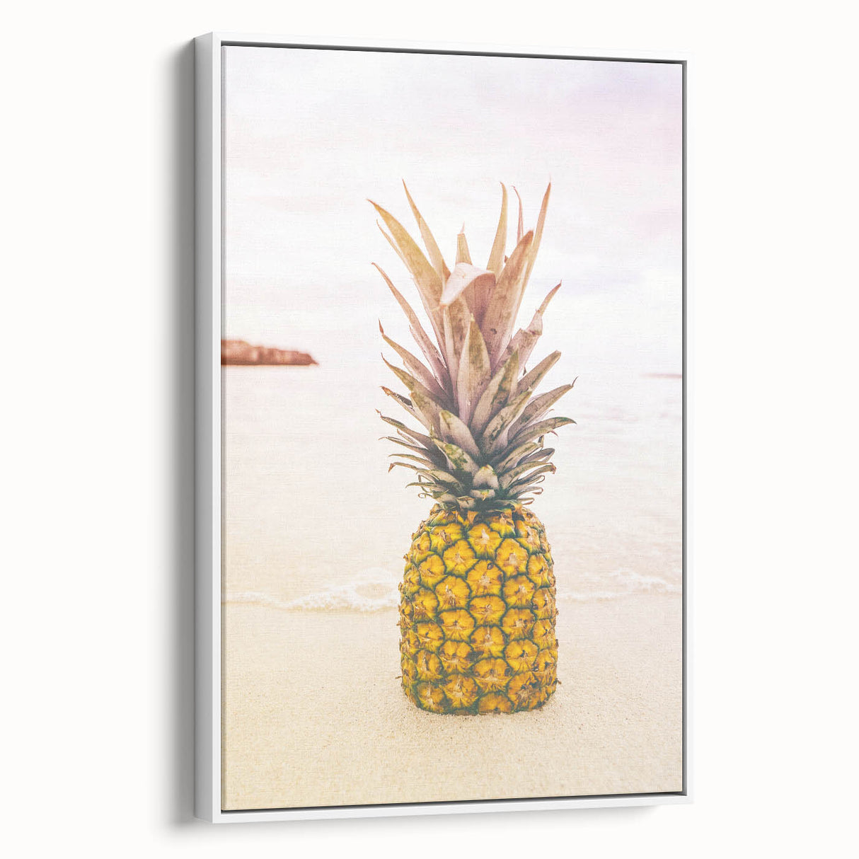 Vintage poster art of a colorful summer scene on extra large framed canvas, ideal for living room decor.