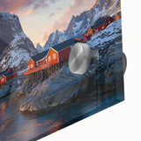 Close-up view of a vibrant acrylic landscape artwork showcasing dramatic cliffs with textured details, designed to enhance modern interiors and evoke natural beauty.