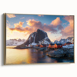 Framed canvas artwork showcasing a breathtaking landscape of cliffs with gold accents, highlighting natural beauty and elegance, ideal for enhancing home decor.