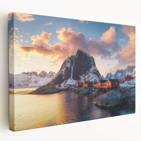 Stretched canvas artwork showcasing a breathtaking landscape of rugged cliffs against a vibrant sky, perfect for enhancing any modern home decor with natural beauty.
