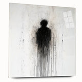 Abstract figurative acrylic artwork displayed on clear glass, showcasing vibrant colors and intricate details, perfect for modern home decor.