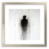 Abstract figurative frame in silver with a mat, showcasing modern art design. Ideal for enhancing contemporary interiors, adding elegance to any space.