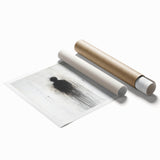 Abstract figurative art print featuring vibrant colors and dynamic shapes, elegantly rolled and ready for display, perfect for modern home decor or art enthusiasts.