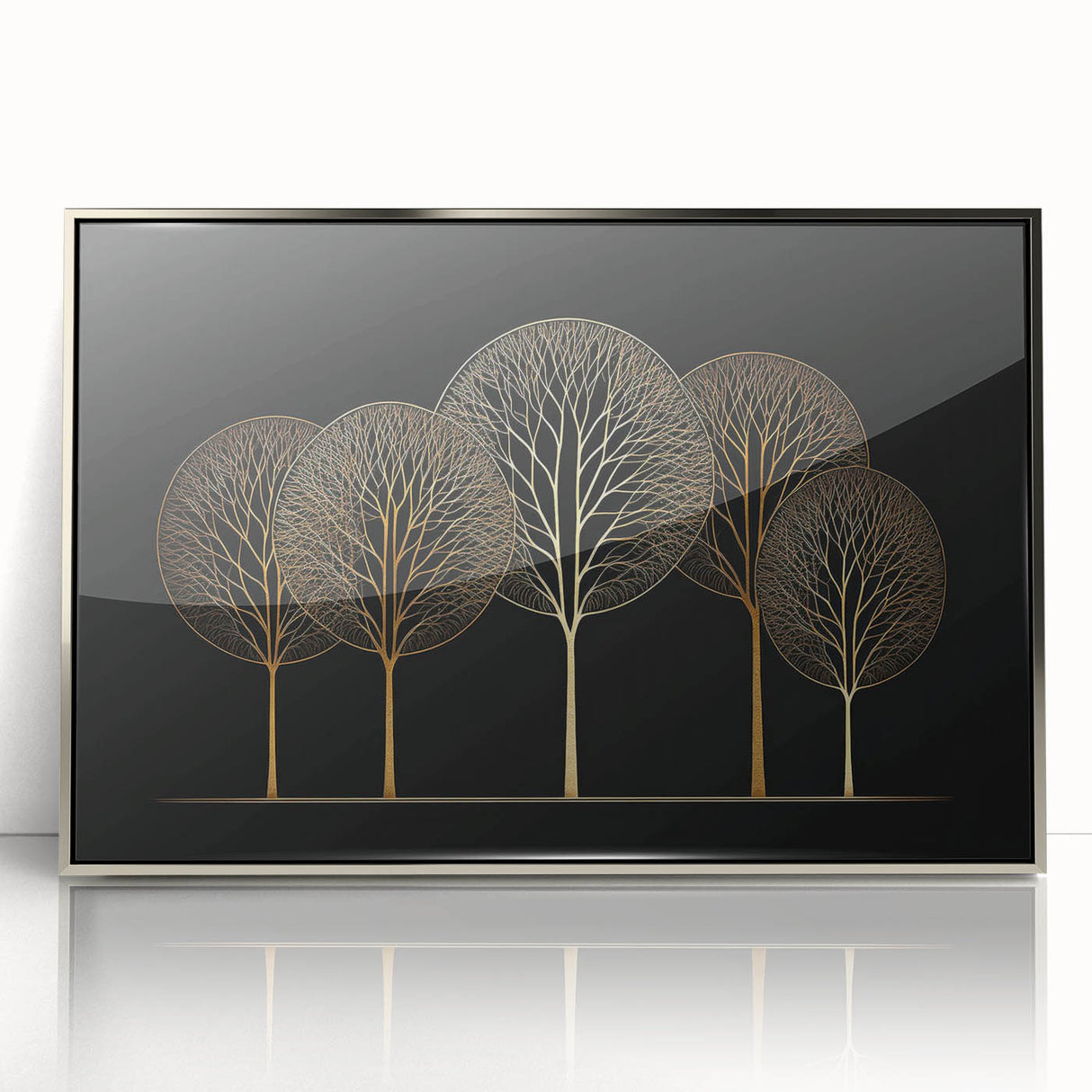Framed abstract floral wall art in silver acrylic, showcasing vibrant colors and intricate designs, perfect for modern home decor or office settings.