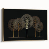 Framed abstract floral wall art on canvas with gold accents, showcasing vibrant colors and intricate designs, perfect for modern home decor.