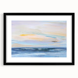 Abstract landscape wall art framed with a black mat, showcasing vibrant colors and modern design, perfect for enhancing contemporary home decor.