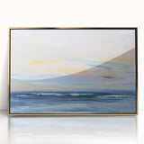 Framed abstract landscape wall art featuring golden accents on a textured background, perfect for modern home decor. Ideal for living room or office spaces.
