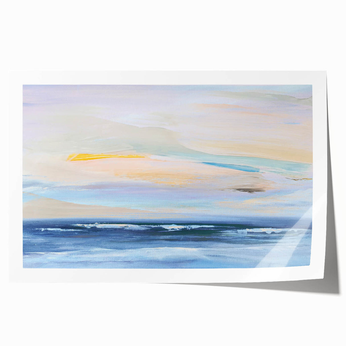 Abstract landscape wall art print featuring vibrant colors and fluid shapes, rolled and ready for framing, adding a modern touch to home decor. Ideal for art enthusiasts seeking unique decor solutions.