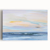 Abstract landscape wall art on stretched canvas, featuring vibrant colors and swirling patterns, ideal for modern home decor or office spaces.