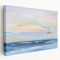Stretched canvas artwork depicting an abstract landscape with vibrant colors and dynamic shapes, showcasing a modern artistic interpretation of nature, ideal for contemporary home decor.
