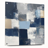 Modern Abstract Wall Art – Textured Blue and Beige Blocks