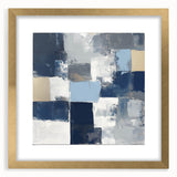 Modern Abstract Wall Art – Textured Blue and Beige Blocks
