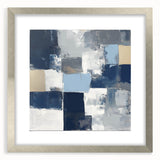 Modern Abstract Wall Art – Textured Blue and Beige Blocks