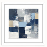 Modern Abstract Wall Art – Textured Blue and Beige Blocks