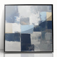 Modern Abstract Wall Art – Textured Blue and Beige Blocks