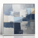 Modern Abstract Wall Art – Textured Blue and Beige Blocks