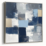 Modern Abstract Wall Art – Textured Blue and Beige Blocks