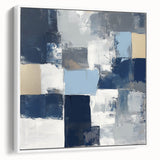 Modern Abstract Wall Art – Textured Blue and Beige Blocks