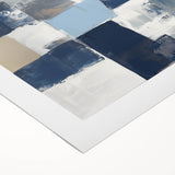 Modern Abstract Wall Art – Textured Blue and Beige Blocks