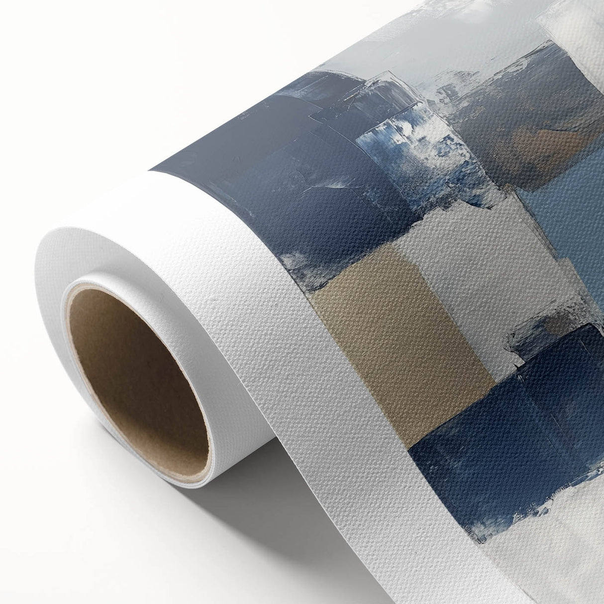 Modern Abstract Wall Art – Textured Blue and Beige Blocks