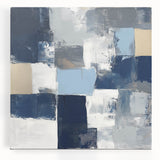 Modern Abstract Wall Art – Textured Blue and Beige Blocks