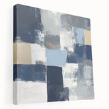 Modern Abstract Wall Art – Textured Blue and Beige Blocks