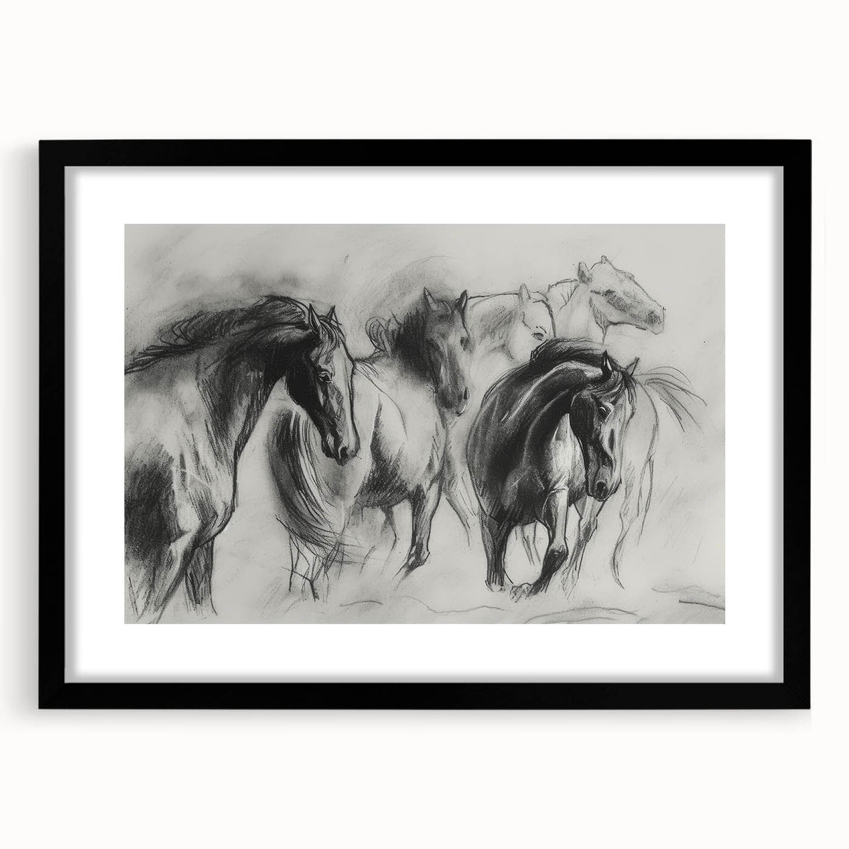 Black-framed animal-themed artwork with a white mat, showcasing intricate designs of various wildlife species, ideal for home decor and nature lovers.