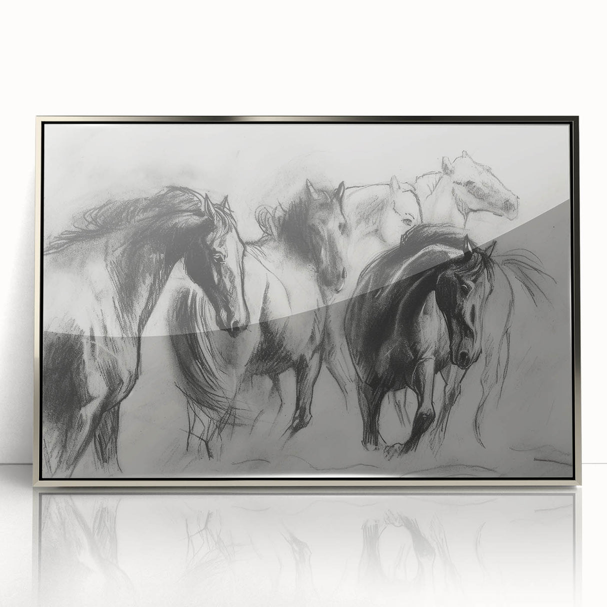 Framed acrylic wall art featuring a detailed animal design in silver tones, showcasing intricate patterns and textures, perfect for modern home decor.
