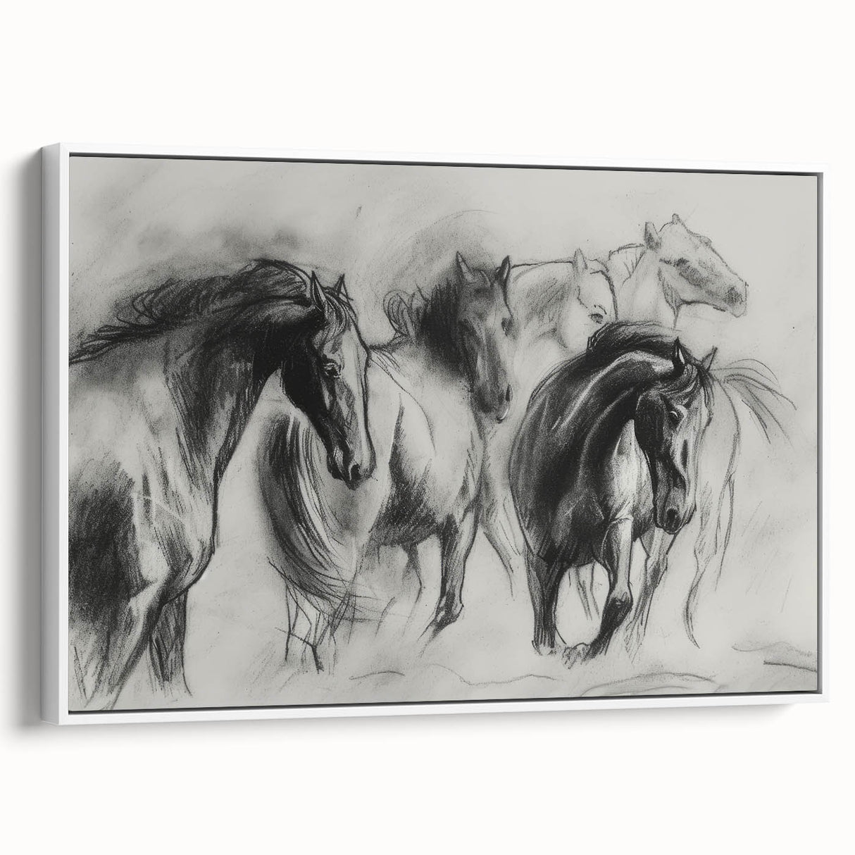 Framed canvas artwork showcasing a vibrant animal design, featuring a white frame and side view, perfect for modern home decor. Ideal for animal lovers and art enthusiasts.
