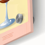 Large abstract wall art featuring mid-century modernist patterns in orange and teal, ideal for dining room decor.