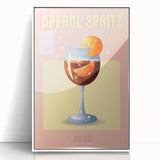 Mid-century modernist art featuring abstract food and drinks in muted colors on a framed acrylic.