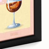Extra large framed canvas featuring colorful, textured depiction of various foods and drinks on a black background.