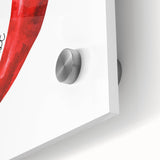 Large abstract wall art featuring assorted fruits in vibrant colors on acrylic glass, ideal for dining room decor.