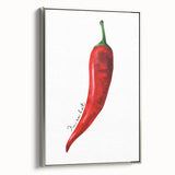 Landscape art painting featuring an array of colorful fruits on a black background, framed in silver.