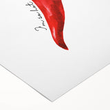 Art deco poster featuring an array of colorful fruits on a rolled canvas, ideal for dining room wall art.